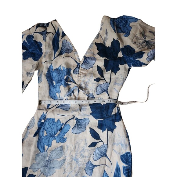 Encantadore Simone Pangui Linen Floral Maxi Dress Womens S V-neck Coastal Resort - Picture 7 of 10